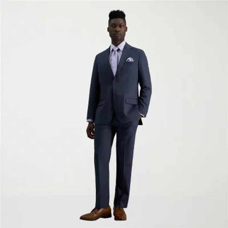 Haggar JMH Tailored Windowpane Mens Classic Fit Flat Front Suit Pant