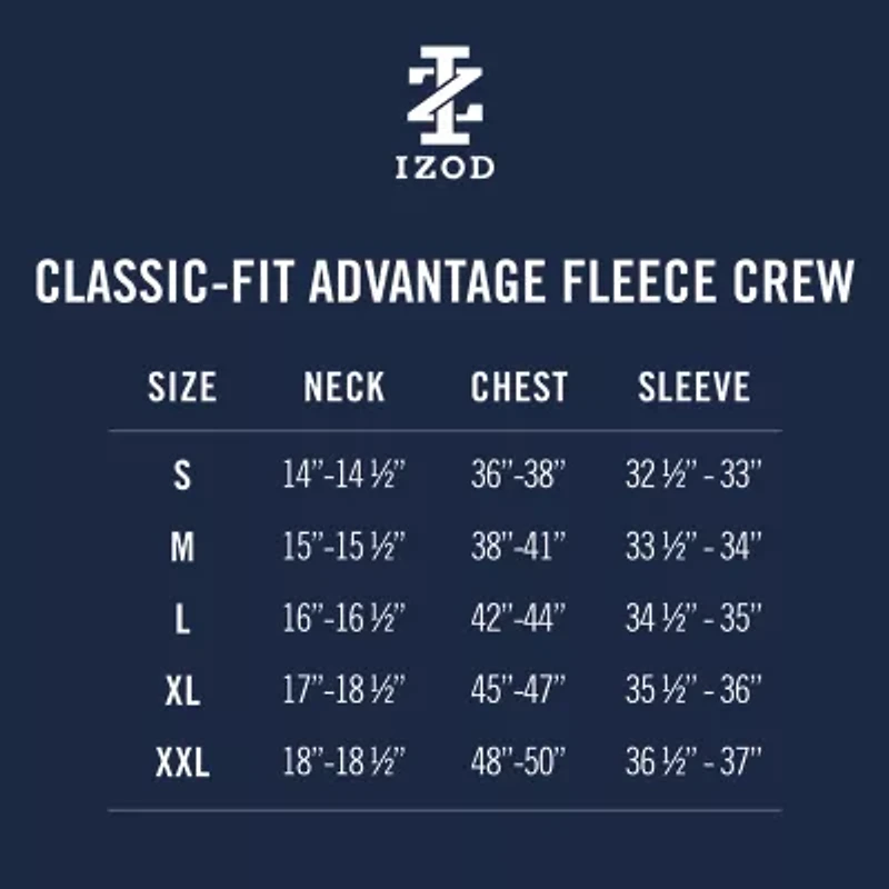 IZOD Advantage Performance Mens Crew Neck Long Sleeve Sweatshirt