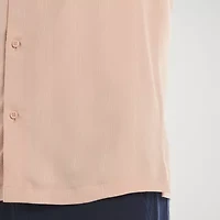 Cubavera Vertical Jacquard Button-Down Mens Short Sleeve Breathable Camp Shirt