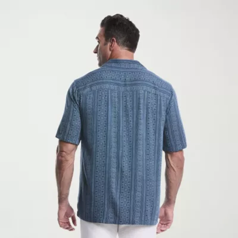 Cubavera Mens Short Sleeve Regular Fit Big and Tall Button-Down Shirt