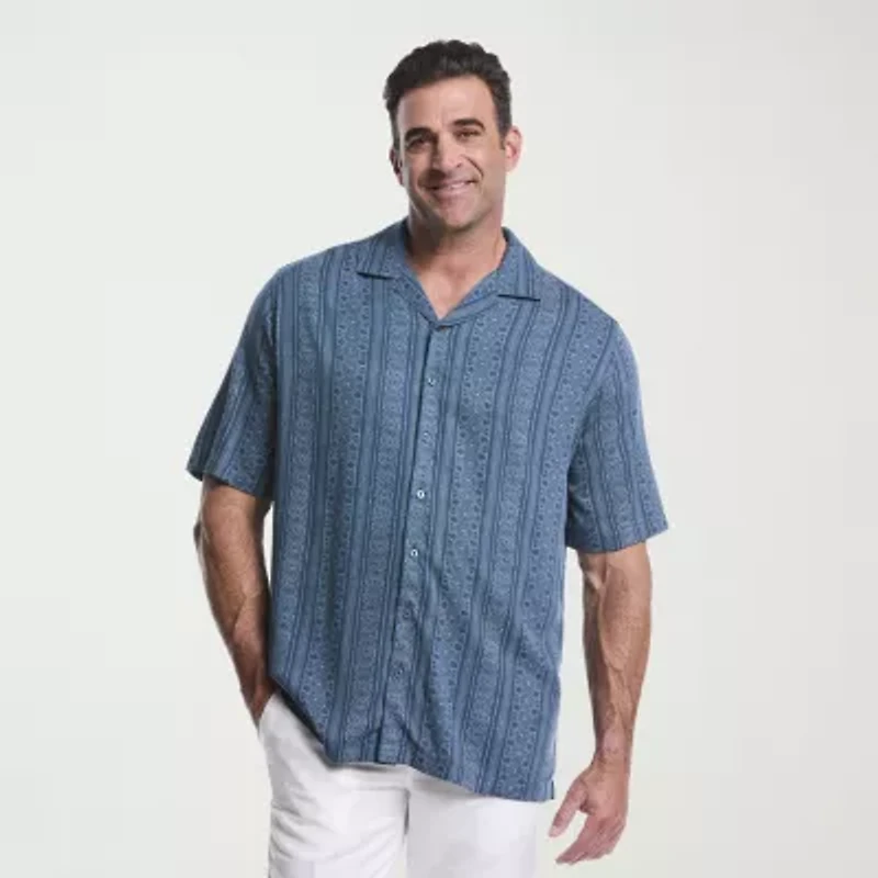 Cubavera Mens Short Sleeve Regular Fit Big and Tall Button-Down Shirt