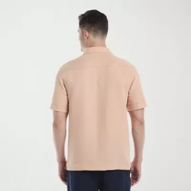 Cubavera Mens Short Sleeve Regular Fit Big and Tall Button-Down Shirt
