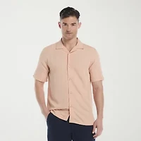 Cubavera Mens Short Sleeve Regular Fit Big and Tall Button-Down Shirt