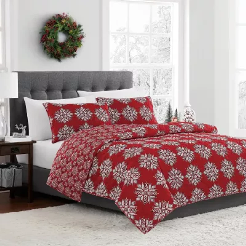 Brooklyn Loom Isle Snowflakes 3-pc. Reversible Quilt Set