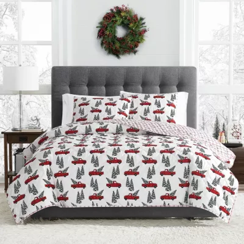 Brooklyn Loom Winter Truck 3-pc. Reversible Quilt Set