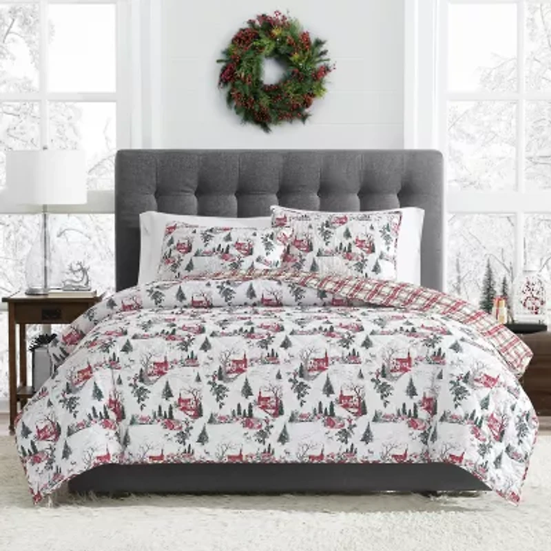 Brooklyn Loom Holiday Toile 3-pc. Reversible Quilt Set