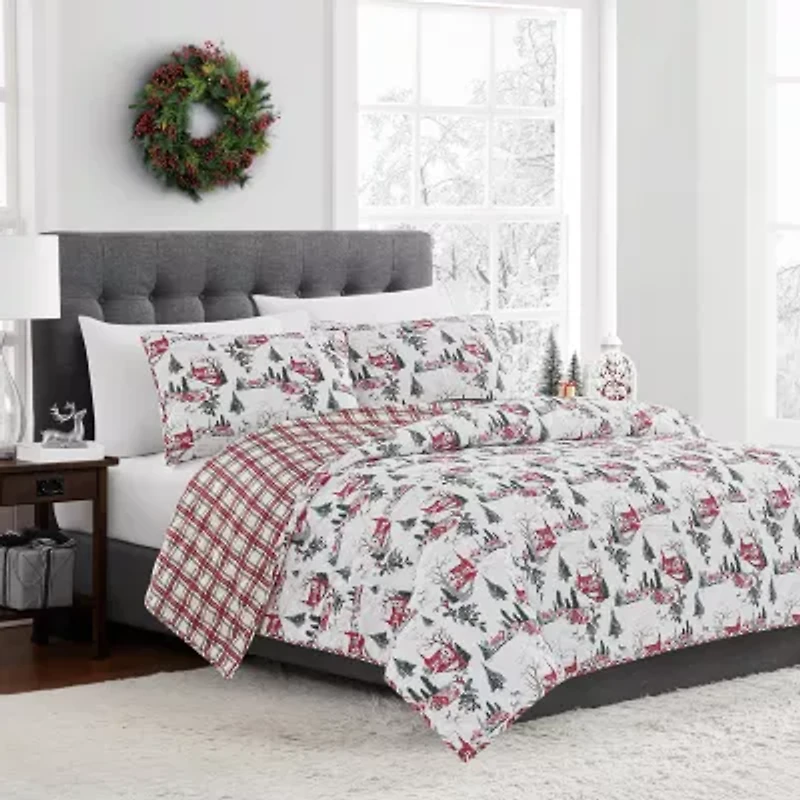 Brooklyn Loom Holiday Toile 3-pc. Reversible Quilt Set