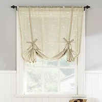 No 918 Bridget Embroidered Leaf Semi-Sheer Rod Pocket Single Tie-Up Shade