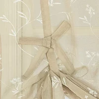 No 918 Bridget Embroidered Leaf Semi-Sheer Rod Pocket Single Tie-Up Shade