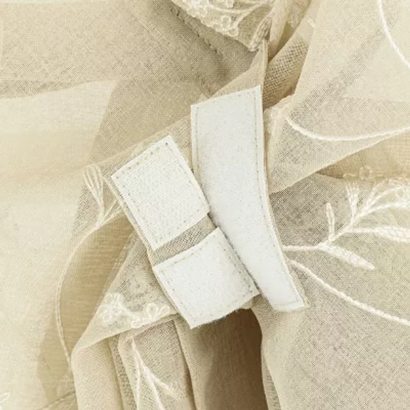 No 918 Bridget Embroidered Leaf Semi-Sheer Rod Pocket Single Tie-Up Shade