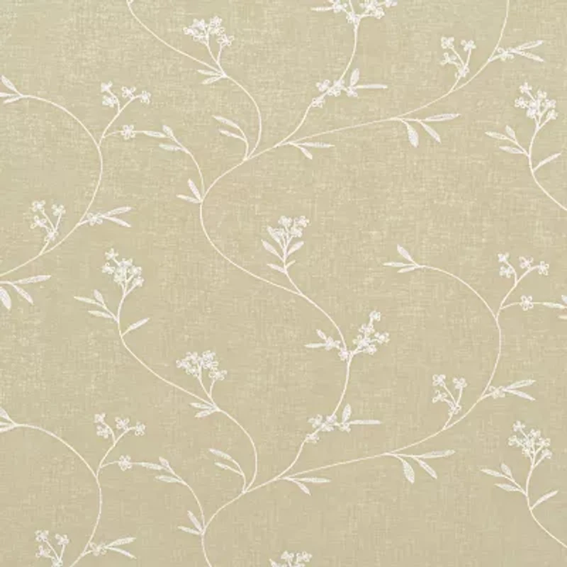No 918 Bridget Embroidered Leaf Semi-Sheer Rod Pocket Single Tie-Up Shade