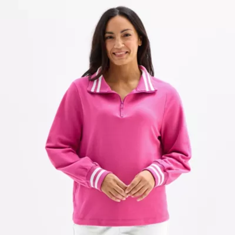 St. John's Bay Womens Mock Neck Long Sleeve Sweatshirt