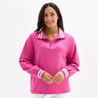 St. John's Bay Womens Mock Neck Long Sleeve Sweatshirt