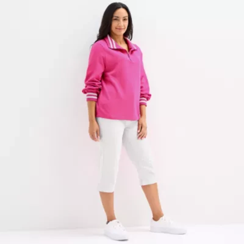 St. John's Bay Womens Mock Neck Long Sleeve Sweatshirt