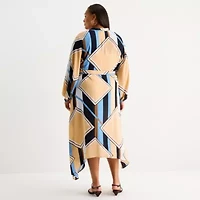 Worthington Womens Long Sleeve Geometric Plus Shirt Dress