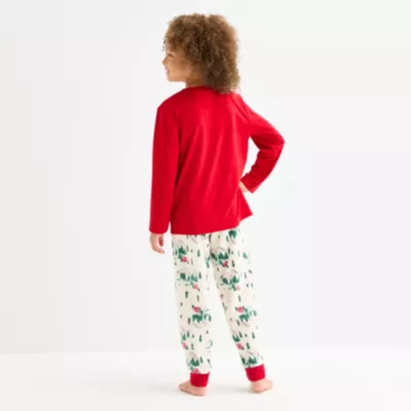 North Pole Trading Co. Polar Ski Club Little & Big Kid Unisex Crew Neck Long Sleeve 2-pc. Matching Family Pajama Sets