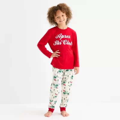 North Pole Trading Co. Polar Ski Club Little & Big Kid Unisex Crew Neck Long Sleeve 2-pc. Matching Family Pajama Sets