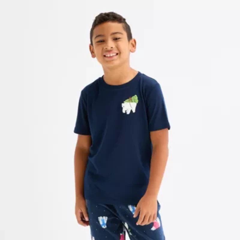 North Pole Trading Co. Big Kid Unisex Crew Neck Short Sleeve Matching Family Pajama Top