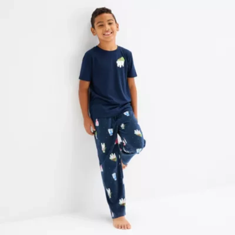 North Pole Trading Co. Big Kid Unisex Crew Neck Short Sleeve Matching Family Pajama Top