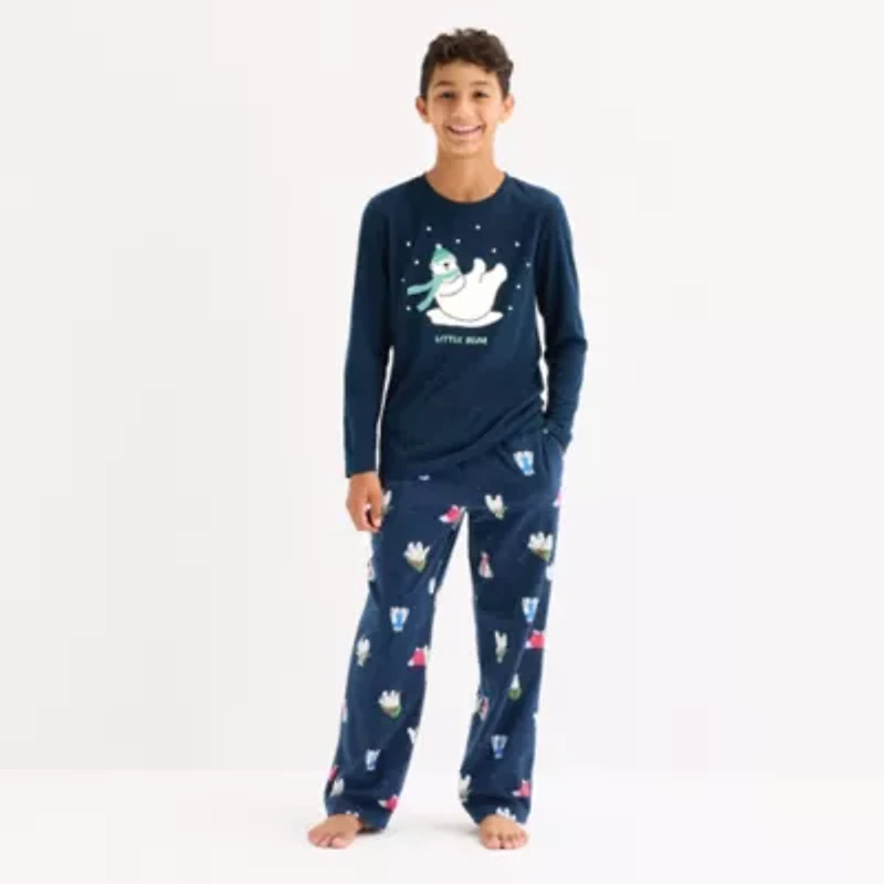 North Pole Trading Co. Polar Bear Big Kid Unisex Crew Neck Long Sleeve 2-pc. Matching Family Pajama Sets