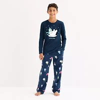 North Pole Trading Co. Polar Bear Big Kid Unisex Crew Neck Long Sleeve 2-pc. Matching Family Pajama Sets