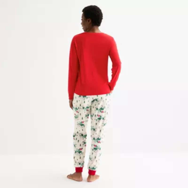 North Pole Trading Co. Polar Ski Club Womens Crew Neck Long Sleeve 2-pc. Matching Family Pajama Sets