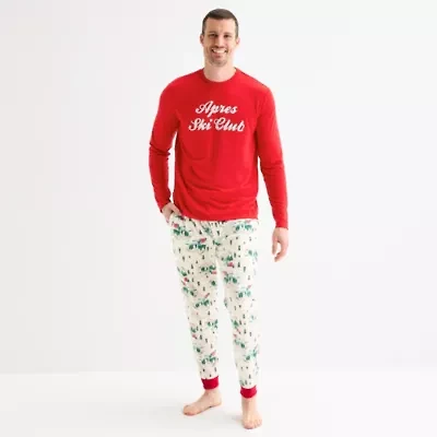 North Pole Trading Co. Polar Ski Club Mens Crew Neck Long Sleeve 2-pc. Matching Family Pajama Sets