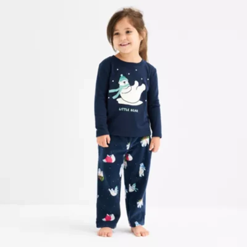 North Pole Trading Co. Polar Bear Toddler Unisex Crew Neck Long Sleeve 2-pc. Matching Family Pajama Sets