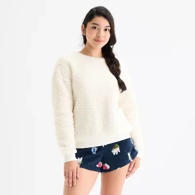 North Pole Trading Co. Polar Bear Sweatshirt Womens Sherpa Crew Neck Long Sleeve Matching Family Pajama Top