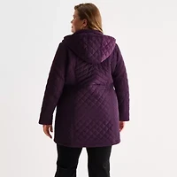 Gallery Womens Plus Hooded Midweight Quilted Jacket