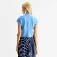 Worthington Womens Short Sleeve Mock Neck Top