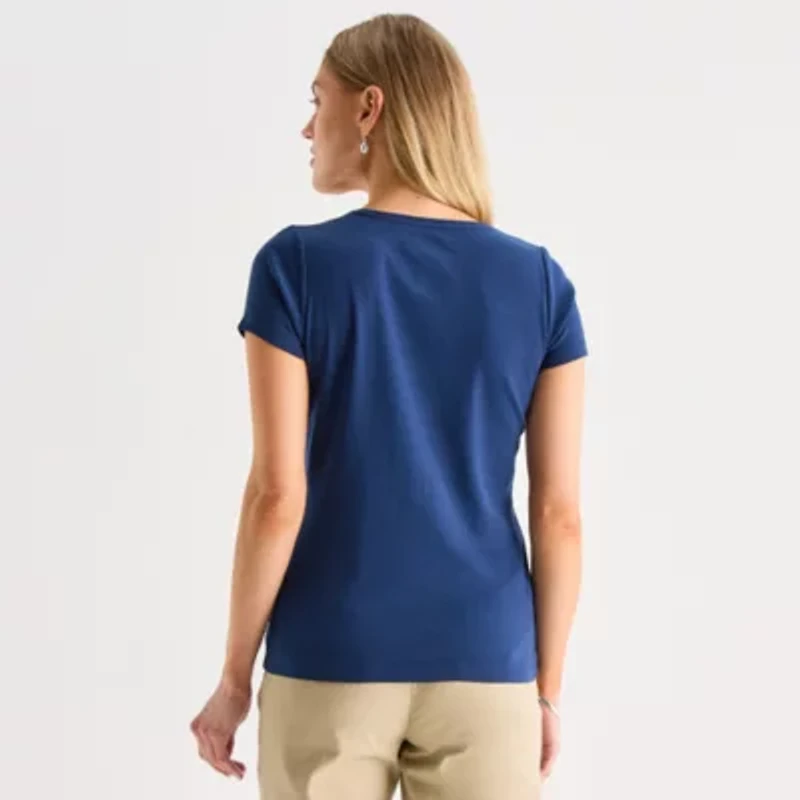 St. John's Bay Womens Crew Neck Short Sleeve T-Shirt