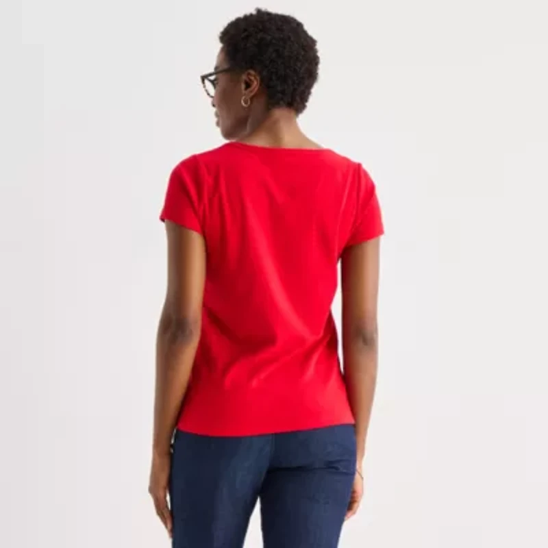 St. John's Bay Womens Crew Neck Short Sleeve T-Shirt