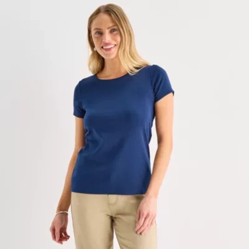 St. John's Bay Womens Crew Neck Short Sleeve T-Shirt