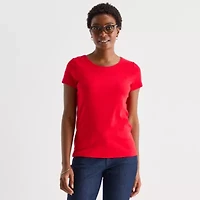 St. John's Bay Womens Crew Neck Short Sleeve T-Shirt