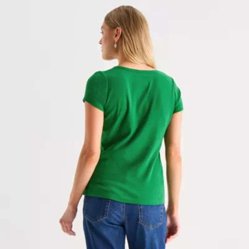 St. John's Bay Womens Crew Neck Short Sleeve T-Shirt