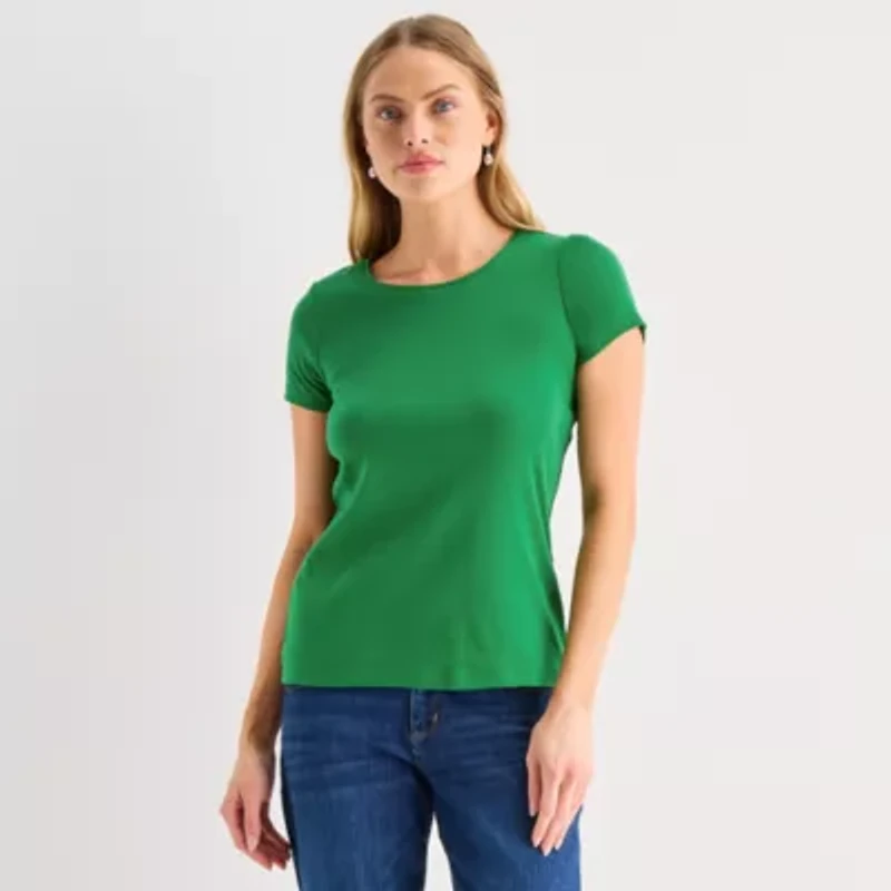 St. John's Bay Womens Crew Neck Short Sleeve T-Shirt