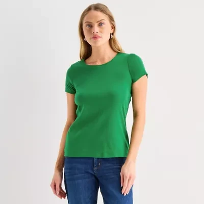 St. John's Bay Womens Crew Neck Short Sleeve T-Shirt
