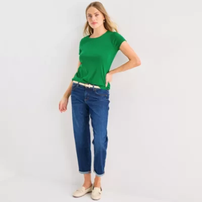 St. John's Bay Womens Crew Neck Short Sleeve T-Shirt