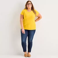 St. John's Bay Womens Plus Crew Neck Short Sleeve T-Shirt