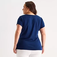 St. John's Bay Womens Plus Crew Neck Short Sleeve T-Shirt