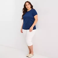 St. John's Bay Womens Plus Crew Neck Short Sleeve T-Shirt