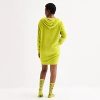 Womens Grinch Fleece Hooded Long Sleeve Nightshirt