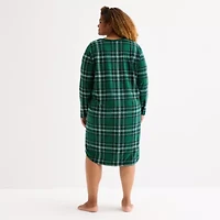 North Pole Trading Co. Sleigh Bells Ring Womens Fleece V Neck Long Sleeve Matching Family Plus Nightgown