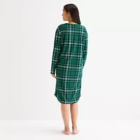 North Pole Trading Co. Sleigh Bells Ring Womens Fleece V Neck Long Sleeve Matching Family Nightgown
