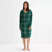 North Pole Trading Co. Sleigh Bells Ring Womens Fleece V Neck Long Sleeve Matching Family Nightgown