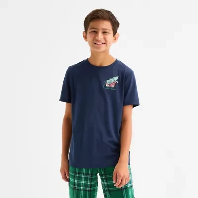 North Pole Trading Co. Sleigh Bells Ring Little & Big Kid Unisex Crew Neck Short Sleeve Matching Family Pajama Top