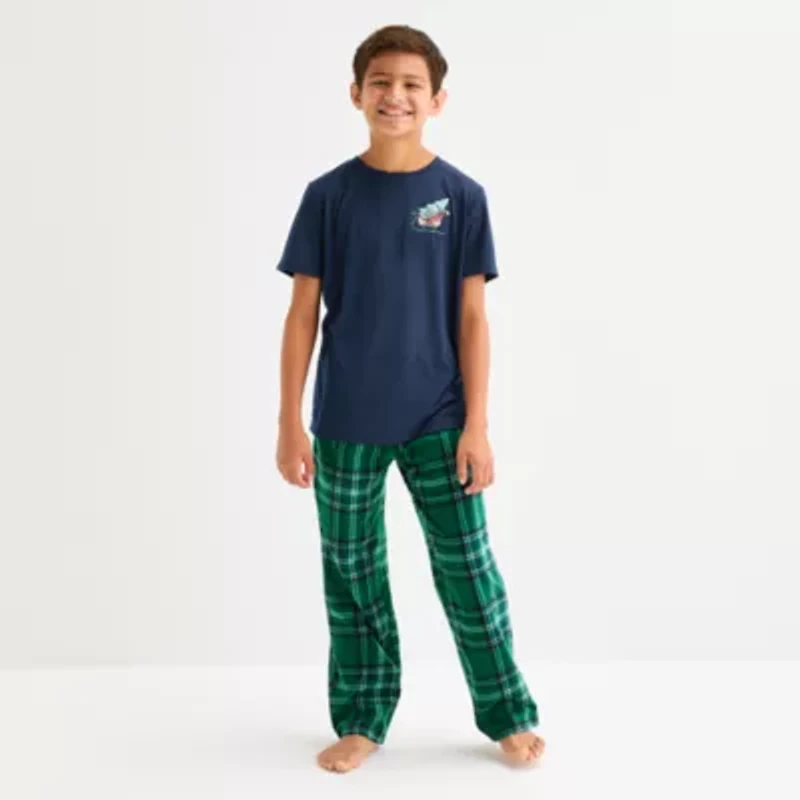 North Pole Trading Co. Sleigh Bells Ring Little & Big Kid Unisex Crew Neck Short Sleeve Matching Family Pajama Top