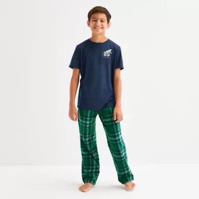 North Pole Trading Co. Sleigh Bells Ring Little & Big Kid Unisex Crew Neck Short Sleeve Matching Family Pajama Top