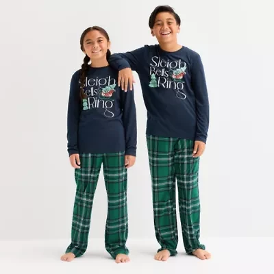 North Pole Trading Co. Big Kid Unisex Crew Neck Long Sleeve 2-pc. Matching Family Pajama Sets